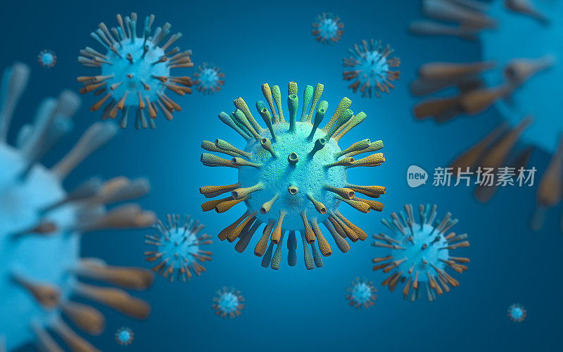 冠状病毒或其他病毒- 3d渲染